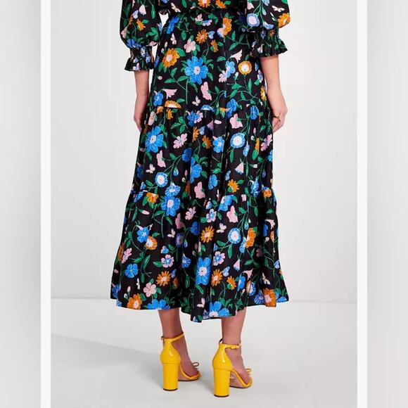 RTR Sz Medium m Floral Garden Cloqué Skirt pull on midi printed colorful a-line - Picture 2 of 7